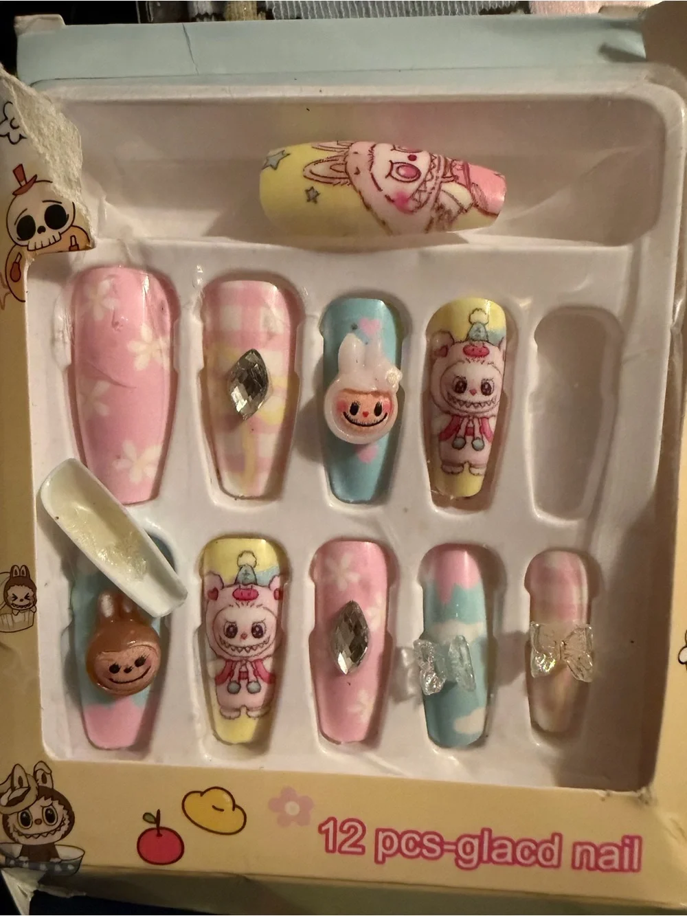 Cute Pastel Cartoon Labubu Press-On Nail Set and more